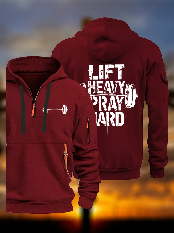 Lift Heavy Pray Hard Jesus God Christian Zipper Hoodies