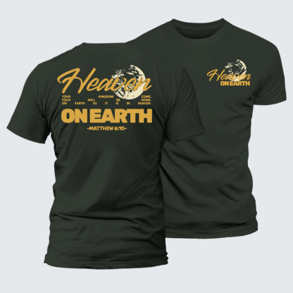 Heaven On Earth Jesus God Christian Premium Mercerized Cotton Tee
