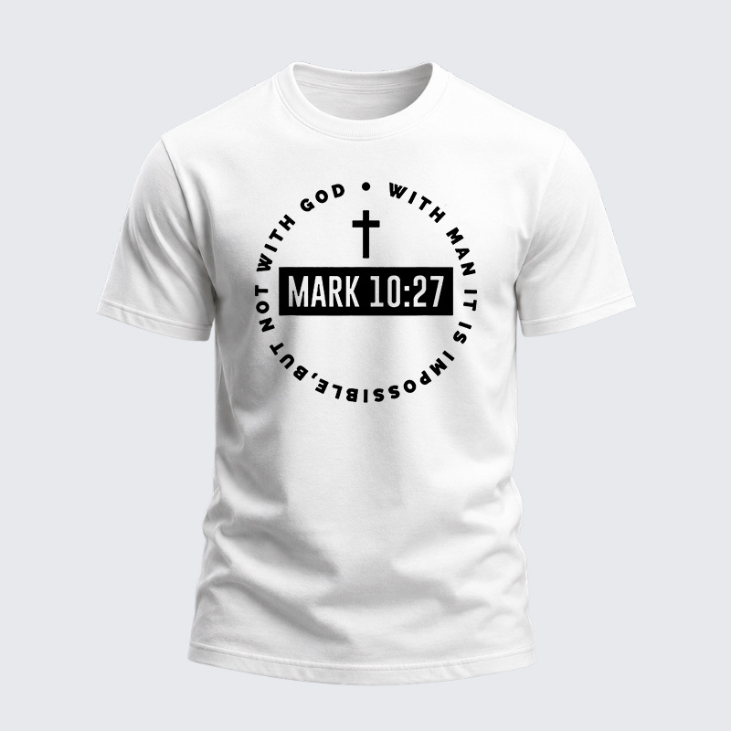 Heavyweight Cotton Tee - Funny Mark 10:27 Bible Verses