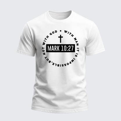 Heavyweight Cotton Tee - Funny Mark 10:27 Bible Verses
