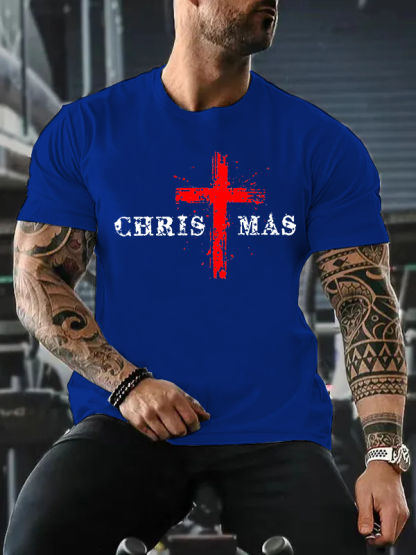 Christmas Cross Jesus God Christian Cotton T-Shirt