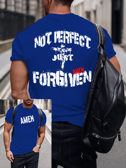 Not Perfect Just Forgiven Jesus God Christian Cotton T-Shirt