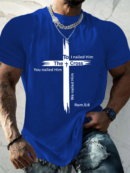 Faith Cross Romans 5:8 Jesus God Christian Cotton T-Shirt