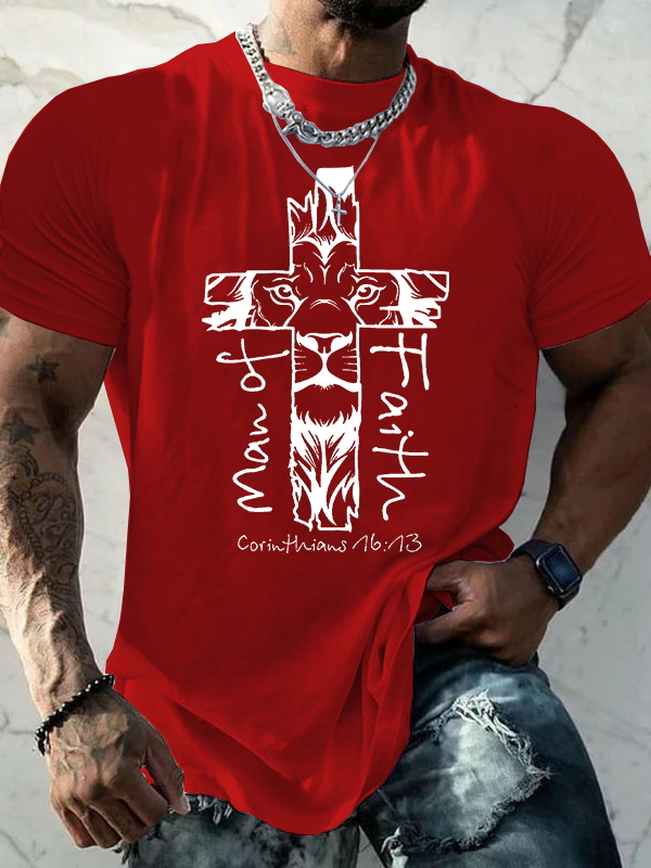 Man Of Faith Jesus God Christian Cotton T-Shirt