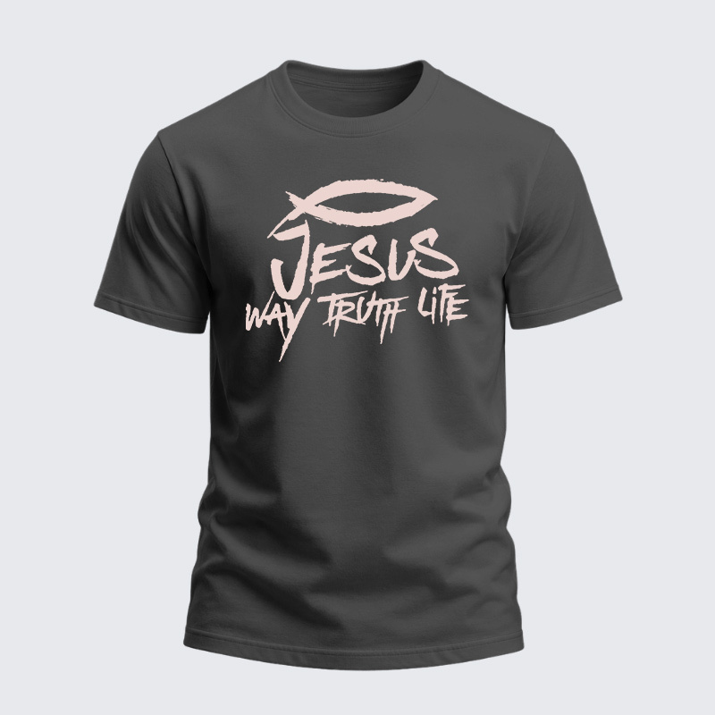 Heavyweight Cotton Tee - Jesus Way Truth Life