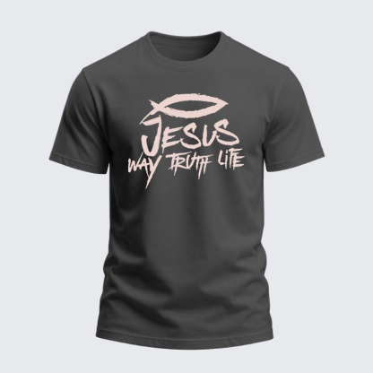 Heavyweight Cotton Tee - Jesus Way Truth Life