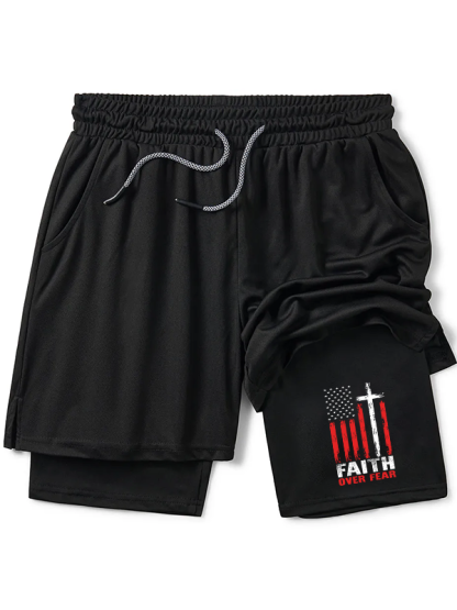 Faith Over Fear Flag Christian Performance Shorts