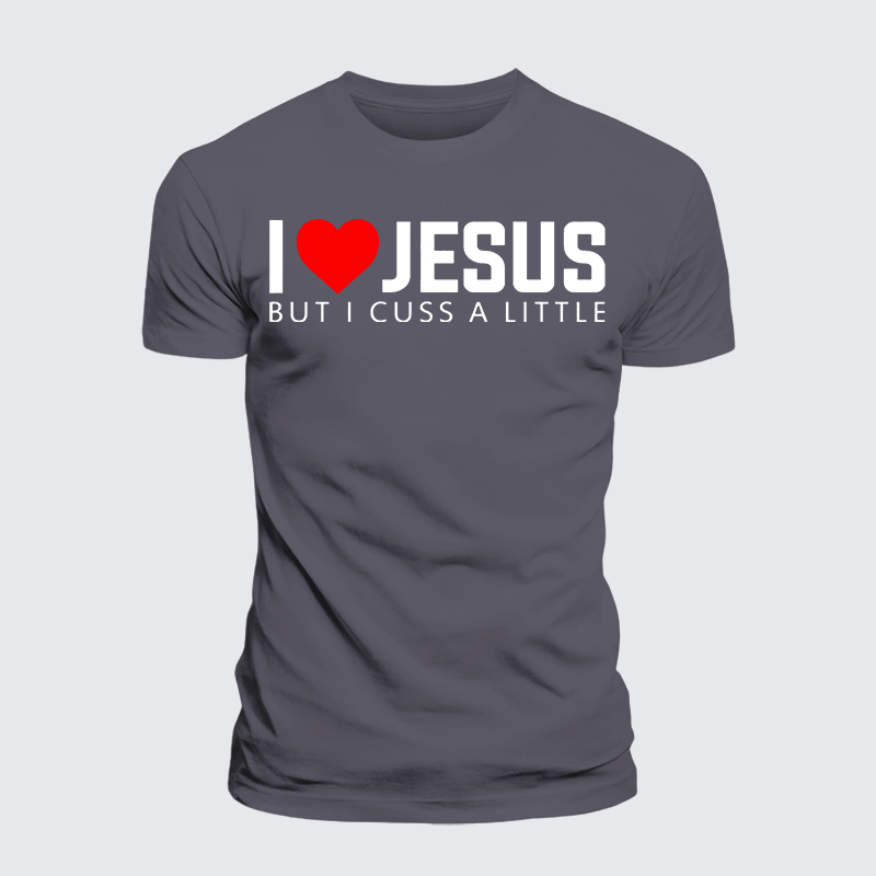 I Love Jesus But I Cuss A Little Jesus God Christian Premium Mercerized Cotton Tee