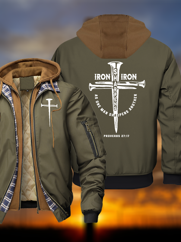 Iron Warm Hooded Bomber Jacket
