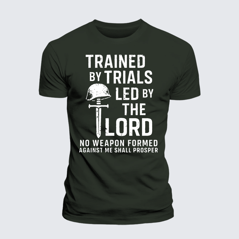 Trained By Trials Led By The Lord Jesus God Christian Premium Mercerized Cotton Tee