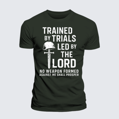 Trained By Trials Led By The Lord Jesus God Christian Premium Mercerized Cotton Tee
