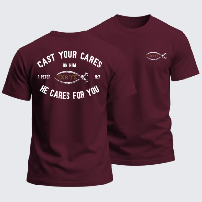 Heavyweight Cotton Tee - Cast Your Cares On Him