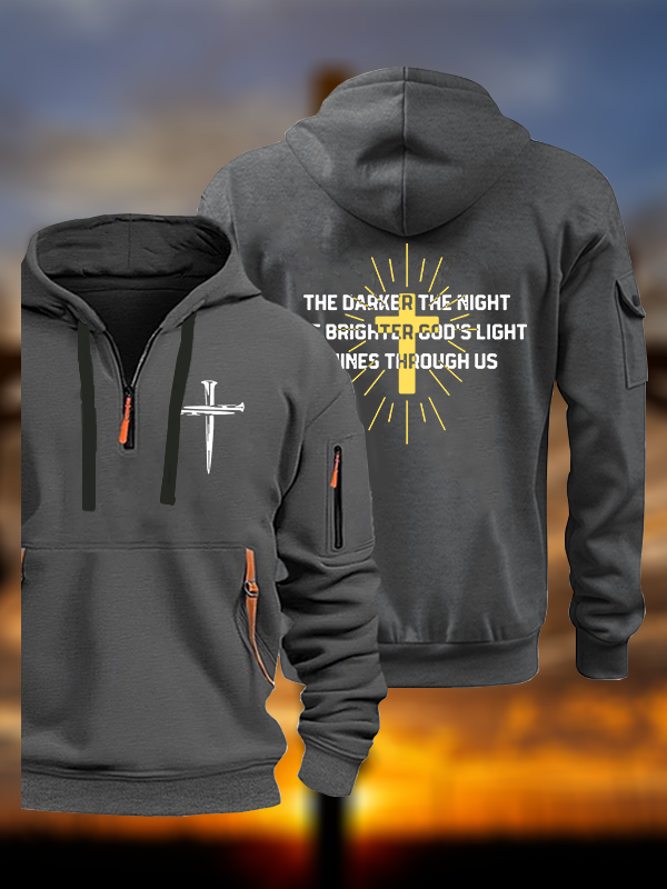 The Darker The Night The Brighter God's Light Shines Through Us Jesus God Christian Zipper Hoodies
