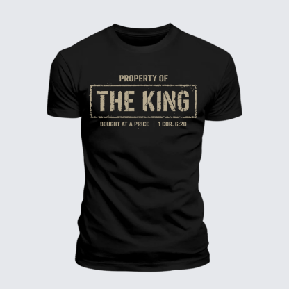 Property of The king 1 Cor. 6:20 Jesus God Christian Premium Mercerized Cotton Tee