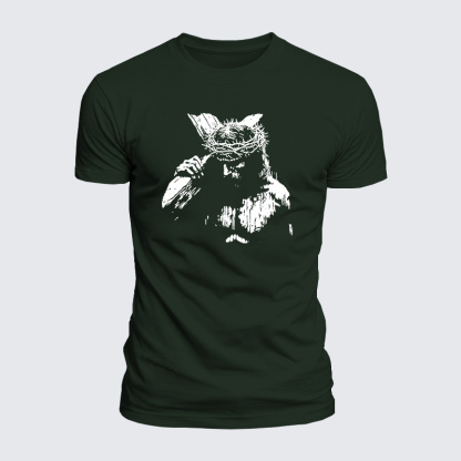 Jesus Holding Cross Jesus God Christian  – Luxe Mercerized Interlock Cotton Tee