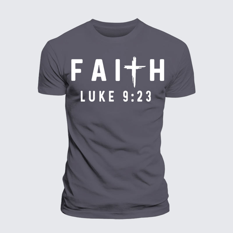 Luke 9:23 Jesus God Christian Premium Mercerized Cotton Tee