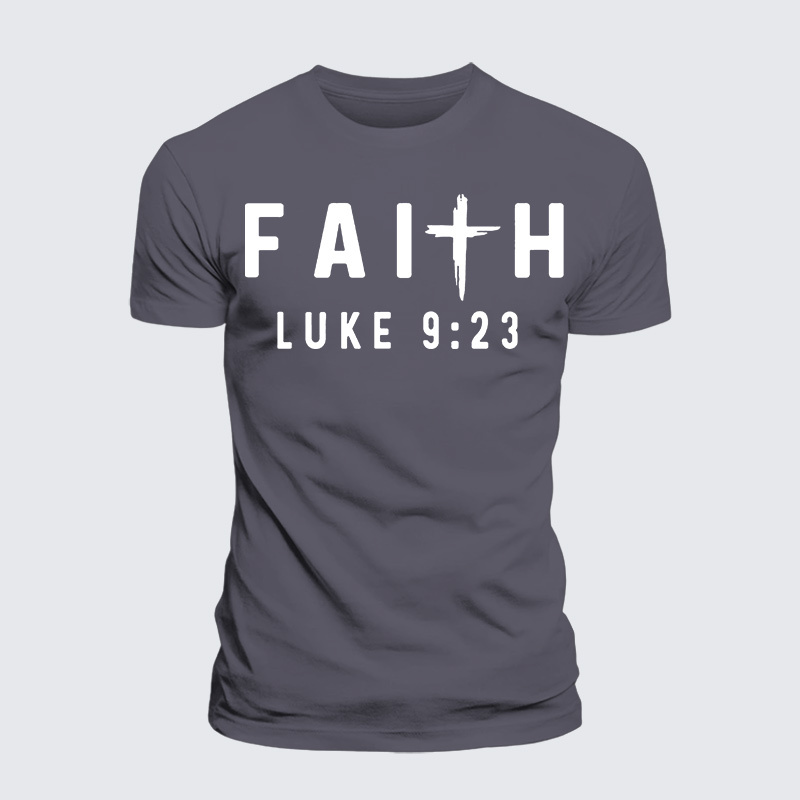 Luke 9:23 Jesus God Christian Premium Mercerized Cotton Tee