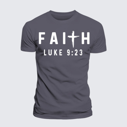 Luke 9:23 Jesus God Christian Premium Mercerized Cotton Tee