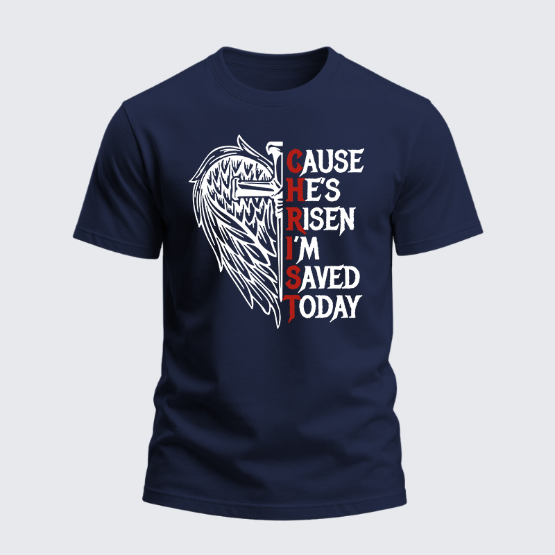 Heavyweight Cotton Tee - Cause He's Risen I'm saved Today