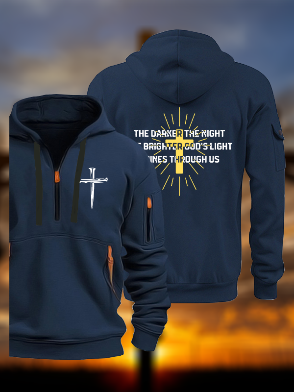 The Darker The Night The Brighter God's Light Shines Through Us Jesus God Christian Zipper Hoodies