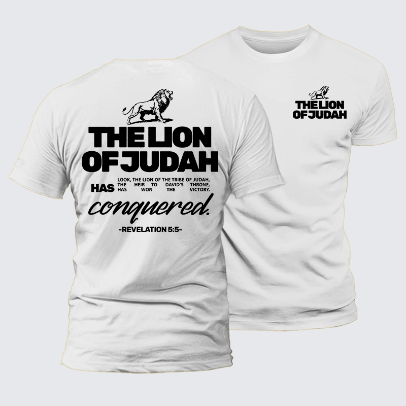 The Lion Of Judah Jesus God Christian Premium Mercerized Cotton Tee