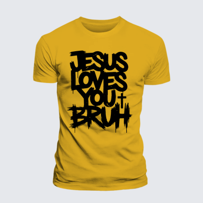 Jesus Loves You Bruh Jesus God Christian Premium Mercerized Cotton Tee