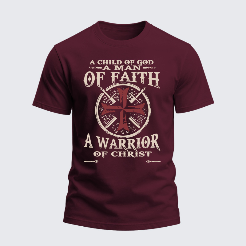[Copy]Heavyweight Cotton Tee - A Child Of God A Man Of Faith A Warrior Of Christ