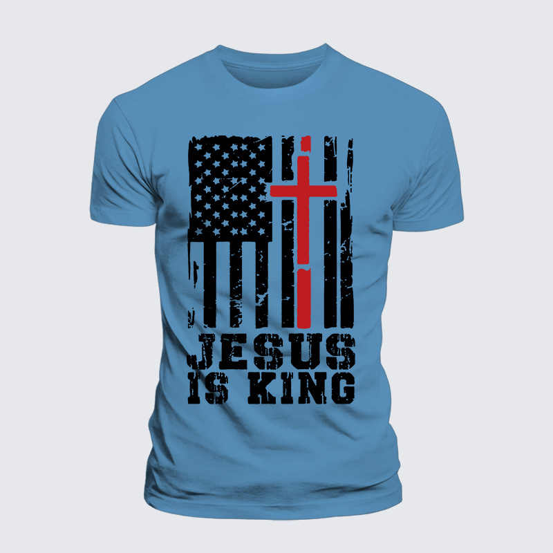 Jesus Is King Jesus God Christian Premium Mercerized Cotton Tee