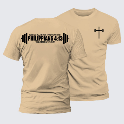 Philippians 4:13 Jesus God Christian Premium Mercerized Cotton Tee