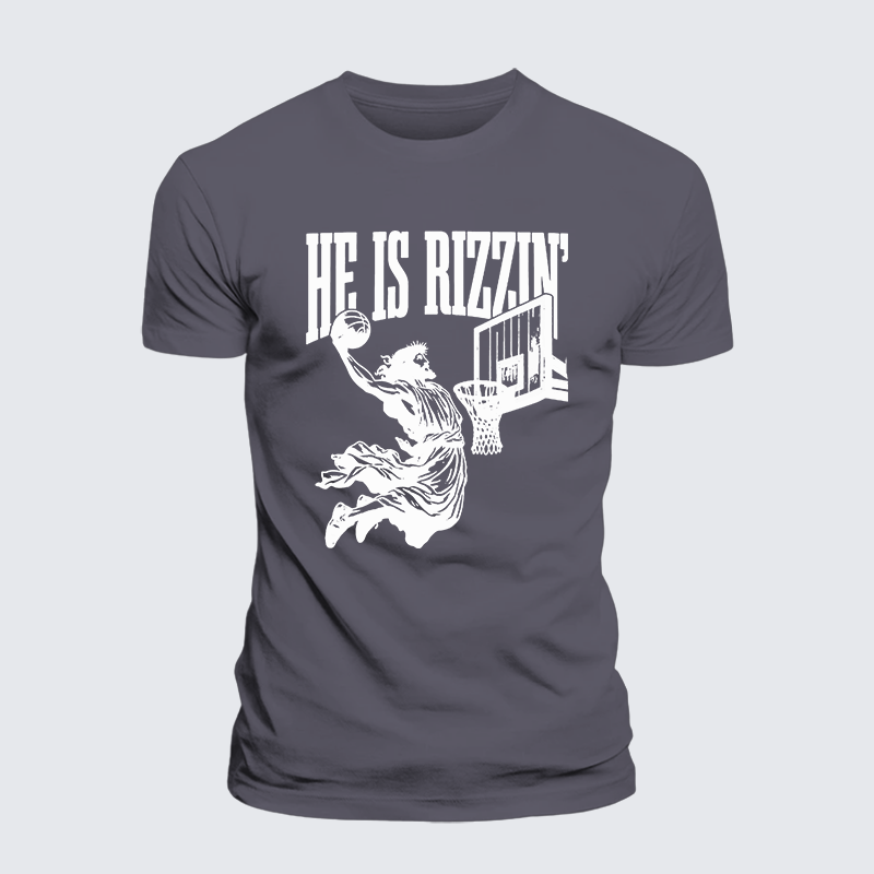 He Is Rizzin Jesus God Christian Premium Mercerized Cotton Tee