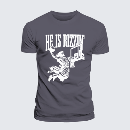 He Is Rizzin Jesus God Christian Premium Mercerized Cotton Tee