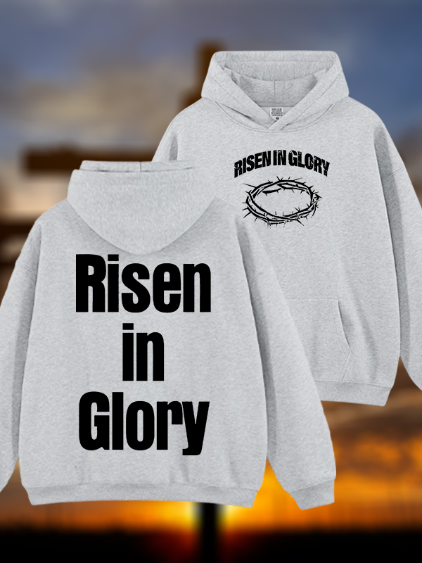Risen In Glory Jesus God Christian Plush Fleece-Lined Hoodie