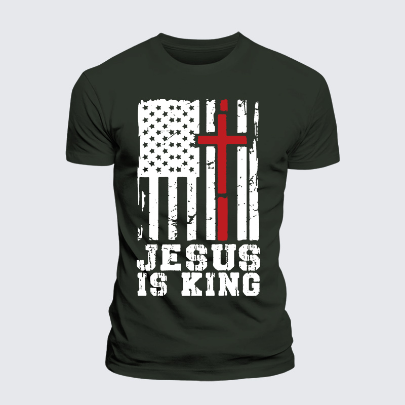 Jesus Is King Jesus God Christian Premium Mercerized Cotton Tee