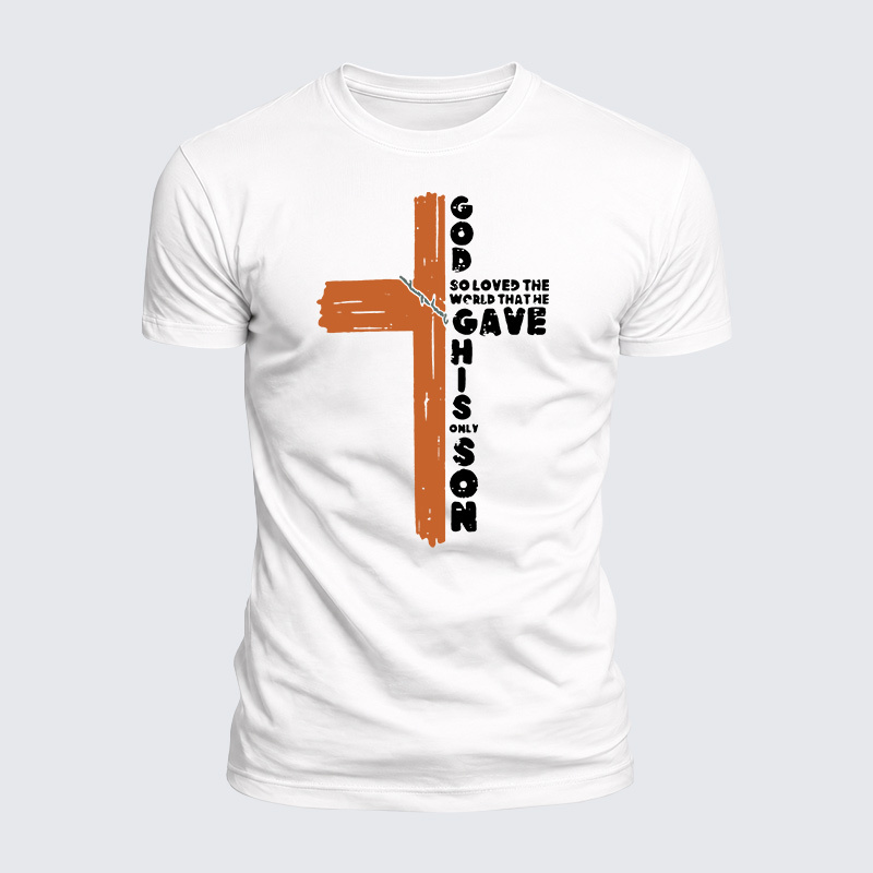 Cross God So Loved The World Jesus God Christian  – Luxe Mercerized Interlock Cotton Tee
