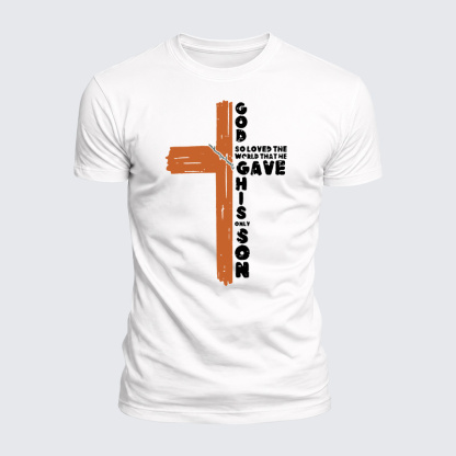 Cross God So Loved The World Jesus God Christian  – Luxe Mercerized Interlock Cotton Tee