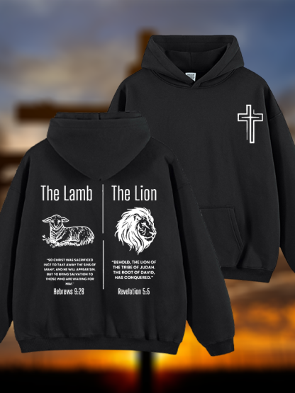 The Lamb & The Lion Jesus God Christian Plush Fleece-Lined Hoodie
