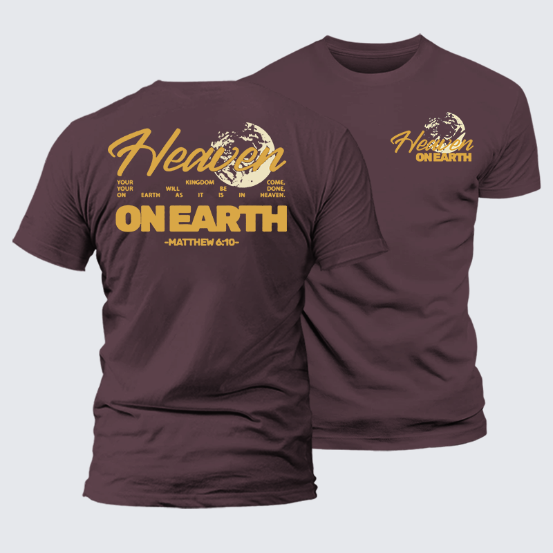 Heaven On Earth Jesus God Christian Premium Mercerized Cotton Tee
