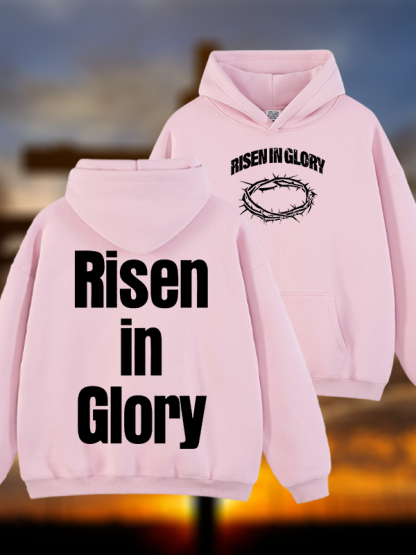 Risen In Glory Jesus God Christian Plush Fleece-Lined Hoodie