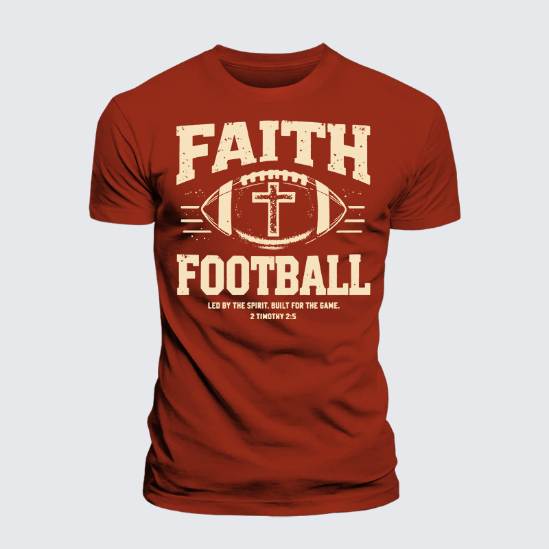 FAITH & FOOTBALL Jesus God Christian Premium Mercerized Cotton Tee