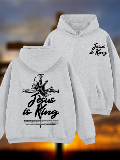 Jesus Is King Jesus God Christian Plush Fleece-Lined Hoodie