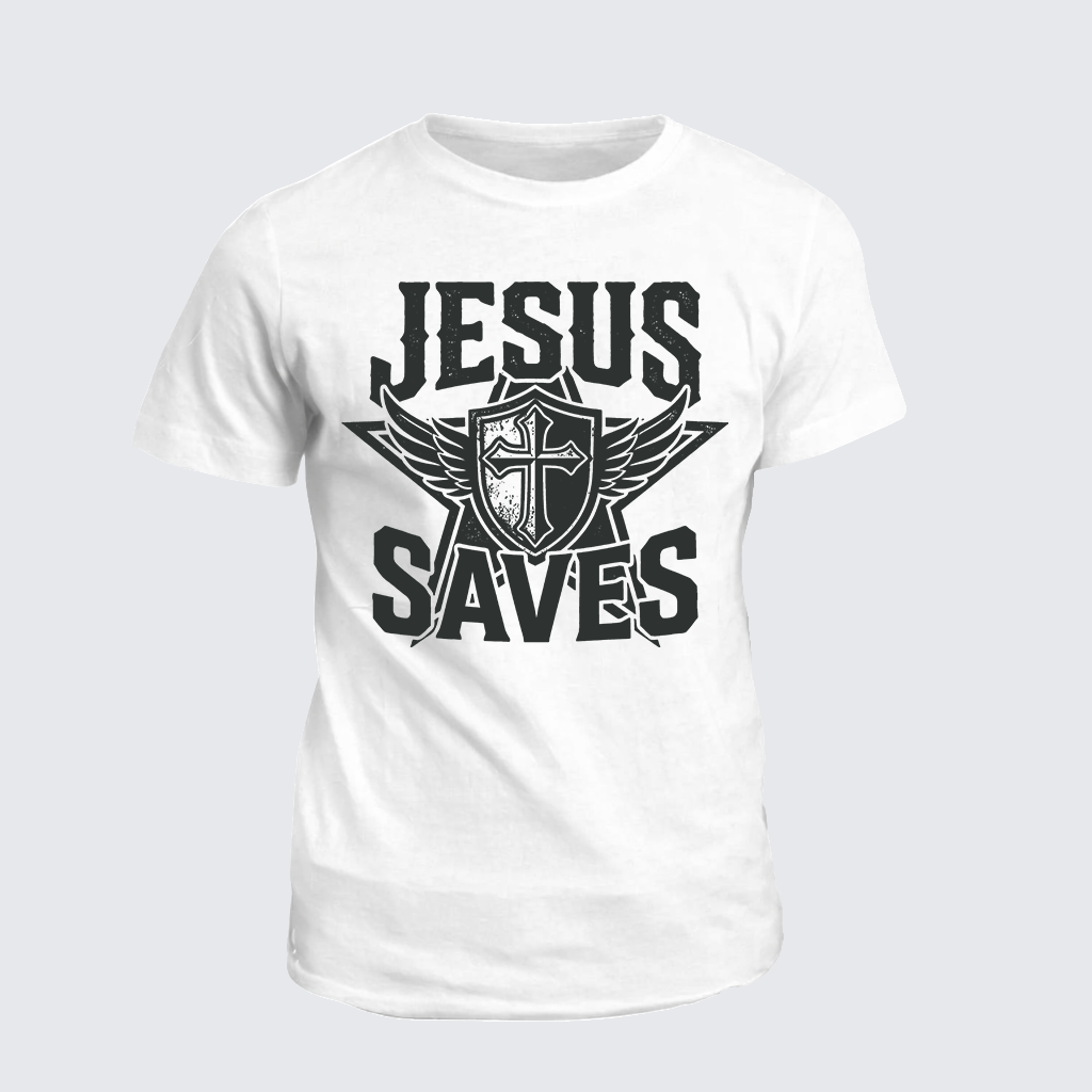 Jesus Saves Jesus God Christian Cotton T-Shirt