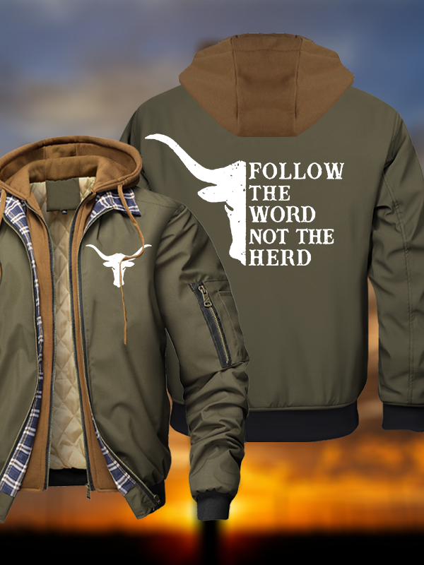 Follow The Word Warm Hooded Bomber Jacket