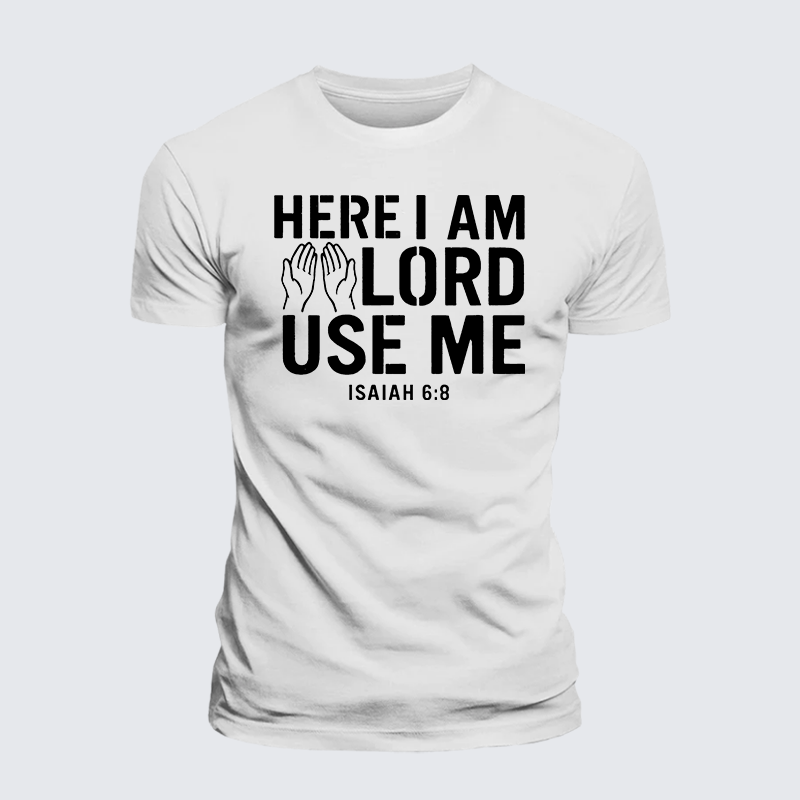 Here l am Lord Use Me Jesus God Christian Premium Mercerized Cotton Tee