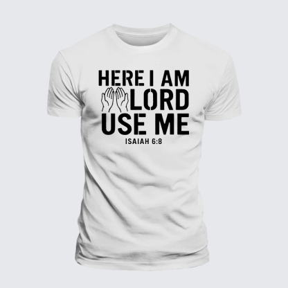 Here l am Lord Use Me Jesus God Christian Premium Mercerized Cotton Tee
