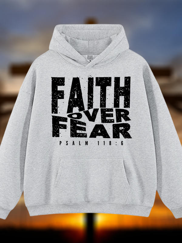 Faith Over Fear Jesus God Christian Plush Fleece-Lined Hoodie