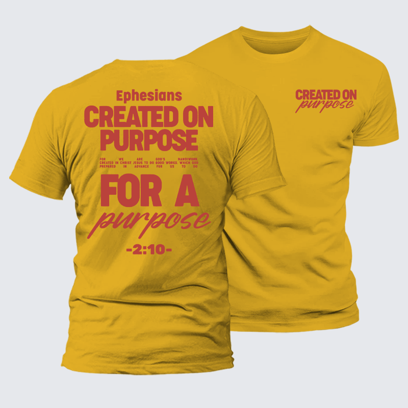 Created On Purpose Jesus God Christian Premium Mercerized Cotton Tee