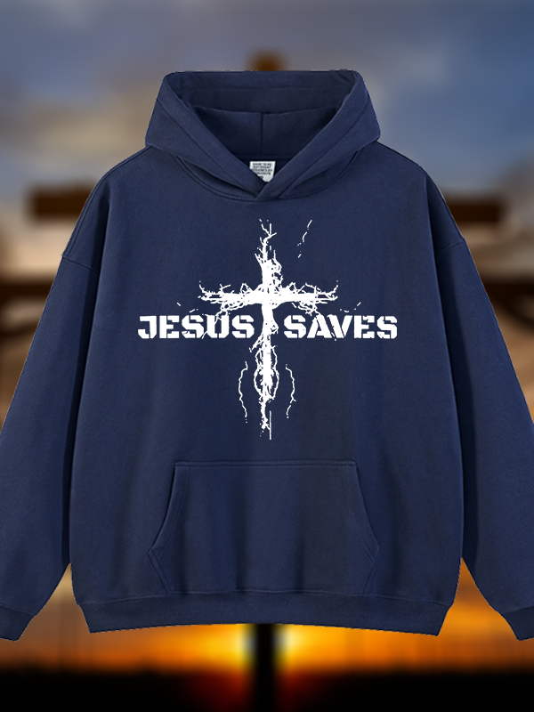 Jesus Saves Jesus God Christian Plush Fleece-Lined Hoodie