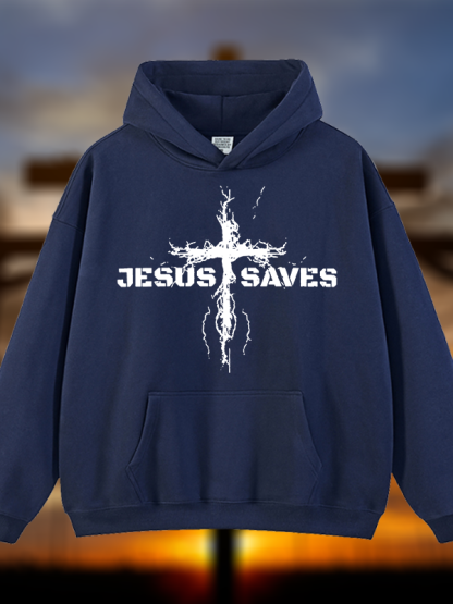 Jesus Saves Jesus God Christian Plush Fleece-Lined Hoodie