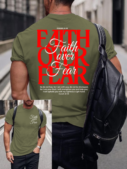 Faith Over Fear Jesus God Christian Cotton T-Shirt