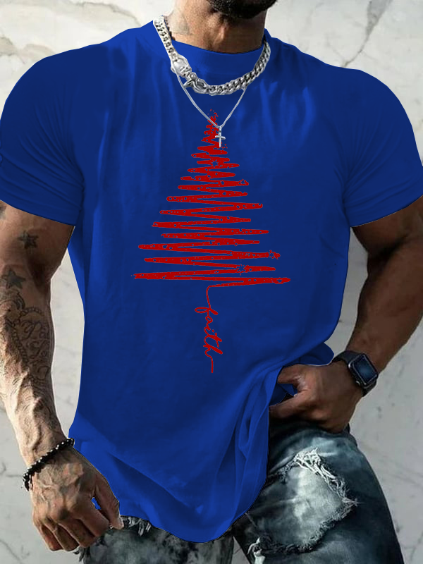 Christmas Tree Jesus God Christian Cotton T-Shirt